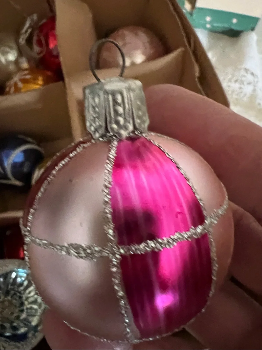 Incredible Lot Vintage Mercury glass indent flocked Christmas ornaments feather
